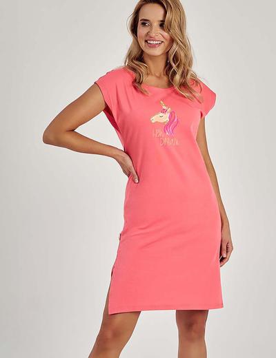 Różowa koszula nocna damska z jednorożcem