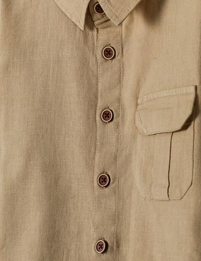 Bawełniana koszula z krótkim rękawem - beżowa