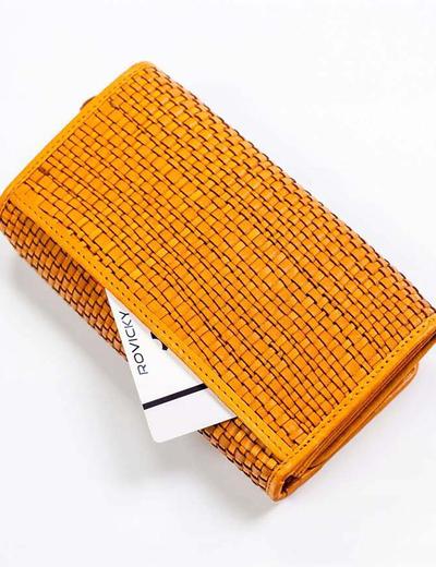 Duży portfel damski żółty ze skóry naturalnej - Rovicky