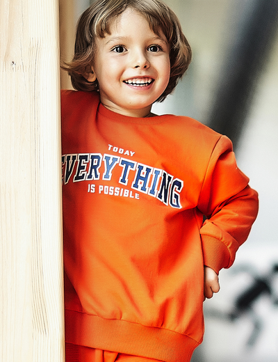 Pomarańczowa bluza dresowa z bawełny dla chłopca - Everything