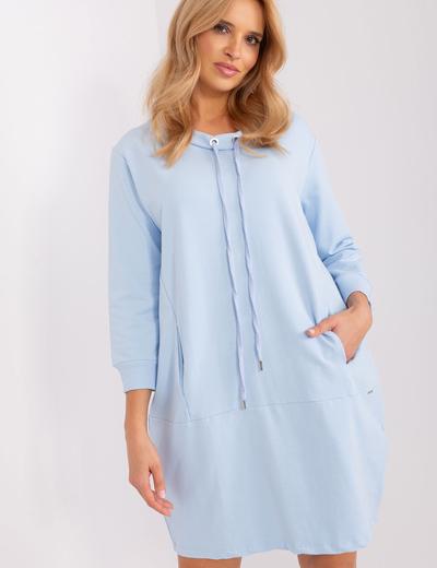 Luźna sukienka dresowa z kieszeniami jasny niebieski
