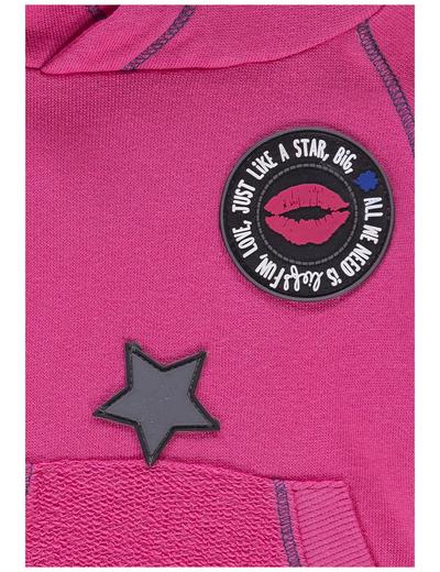 Dziewczęca różowa bluza z kapturem i naszywkami - Lief
