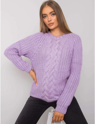 Luźny sweter damski w kolorze fioletowym
