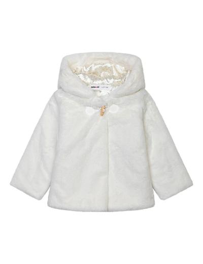 Ocieplany płaszcz niemowlęcy z kapturem - biały