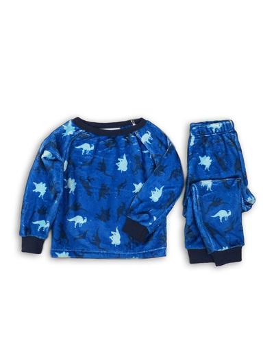 Ciepła piżama chłopięca w dinozaury - niebieska