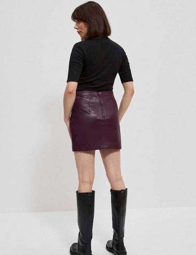 Fioletowa spódnica damska mini z imitacji skóry