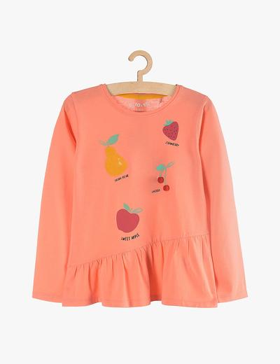 Bluzka dziewczęca bawełniana, pomarańczowa -Owoce