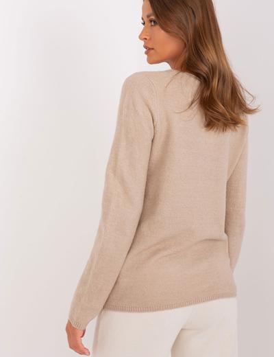Ciemnobeżowy sweter klasyczny ze ściągaczami