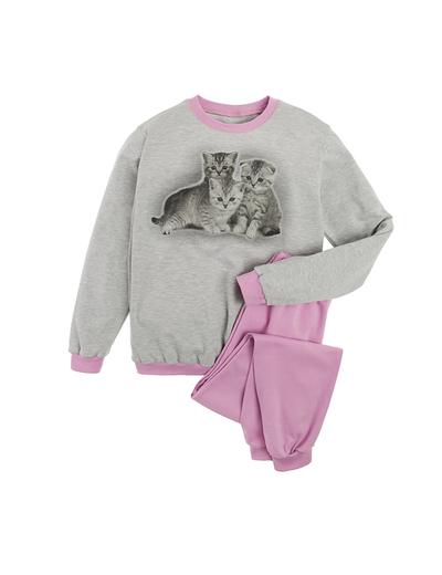 Dziewczęca piżama szaro-różowa kotki