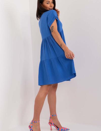 Luźna bawełniana sukienka damska - ciemnoniebieska