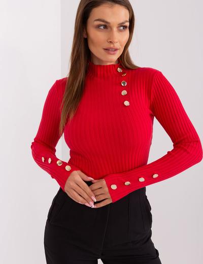 Prążkowany sweter z wiskozą czerwony