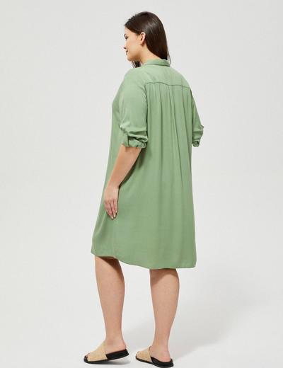 Koszulowa sukienka damska w oliwkowym kolorze