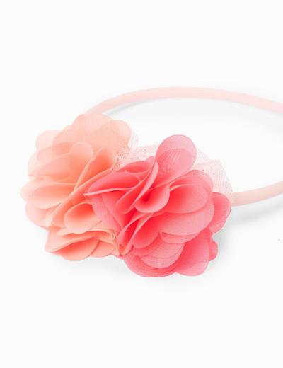 Opaska do włosów dla dziewczynki z kwiatkami - różowa