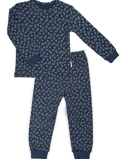 Bawełniana piżama z kwiecistym wzorkiem - granatowy