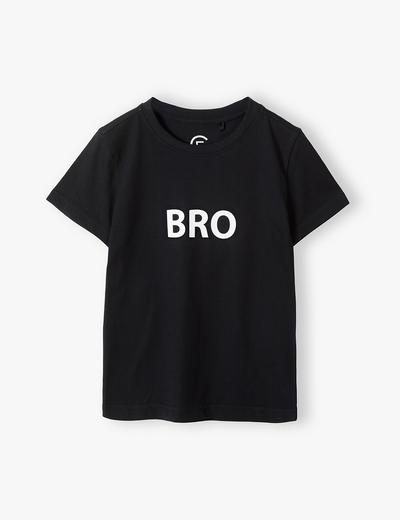 T-shirt chłopięcy czarny z napisem - BRO