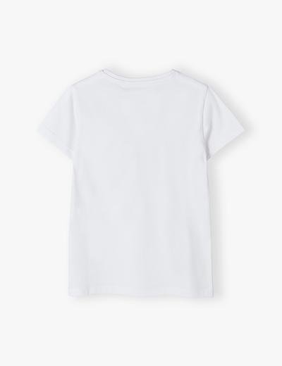 Biały t-shirt dla dziewczynki z małym nadrukiem - delfinki