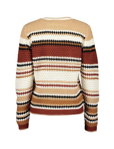 Damski sweter z dzianiny  w brązowe paski