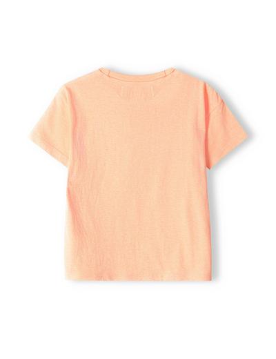 Pomarańczowy t-shirt bawełniany chłopięcy z nadrukiem
