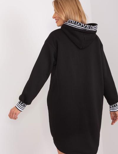 Damska sukienka dresowa z ociepleniem czarny