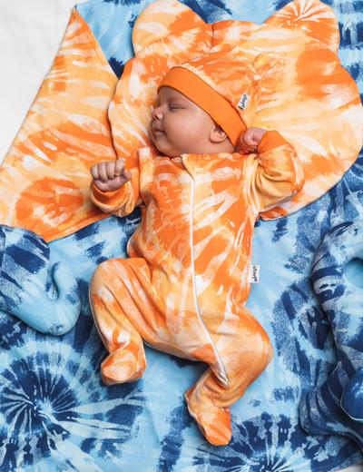 Bawełniany pajac niemowlęcy we wzory pomarańczowy