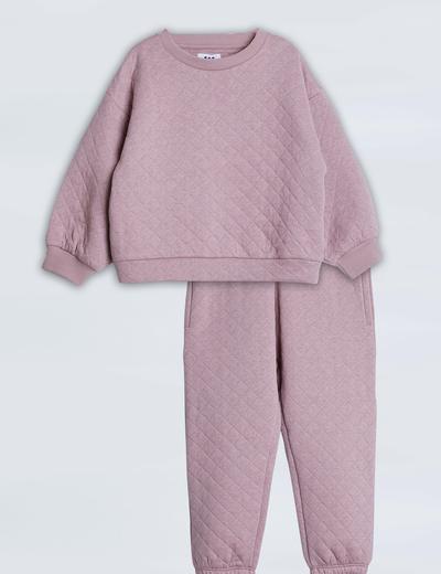 Pikowany, różowy komplet dresowy dla małej dziewczynki - Limited Edition