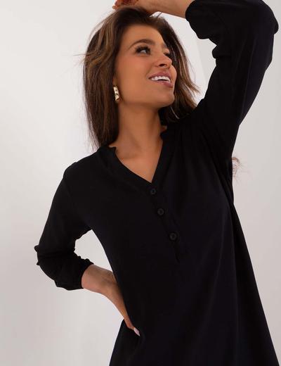 Koszulowa czarna sukienka damska z wiskozy