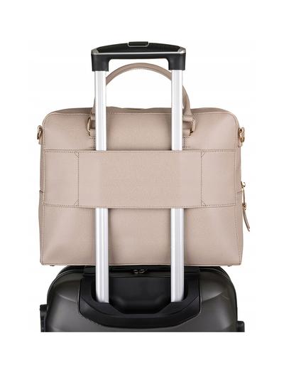 Biznesowa torba damska z przegródką na laptopa i uchwytem na walizkę — LuluCastagnette beżowa