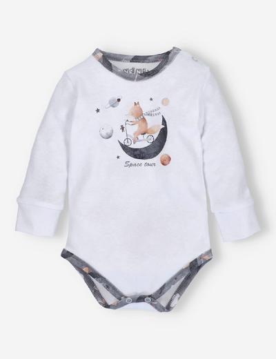 Body niemowlęce SPACE TOUR z bawełny organicznej dla chłopca - białe