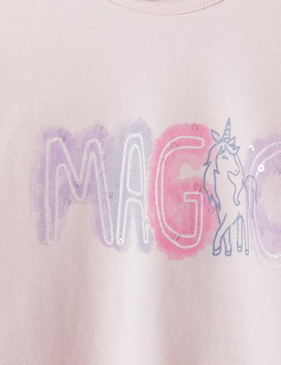 Różowa bluzka dla dziewczynki z napisem Magic