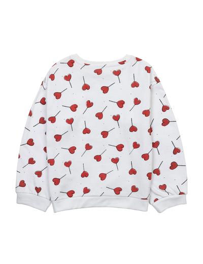 Biała bluza dziewczęca z czerwonymi sercami