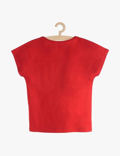T-Shirt dziewczęcy czerwony z nadrukiem