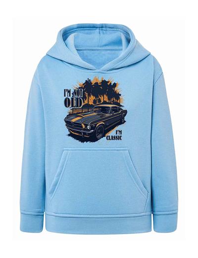 Bluza kangurka z kapturem Auto muscle car błękitna