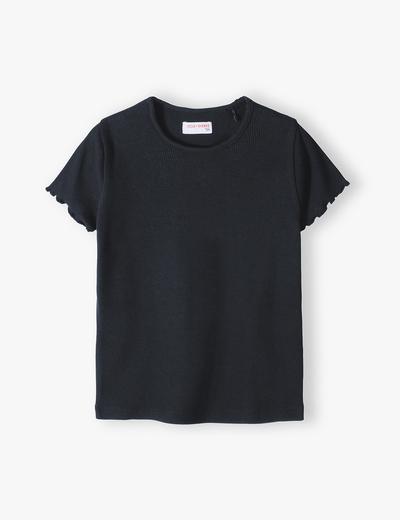 Czarna prążkowana koszulka dziewczęca