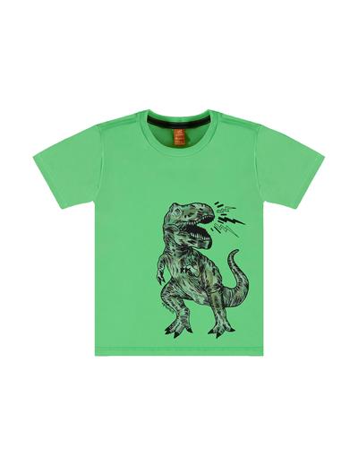 Zielony bawełniany t-shirt niemowlęcy z dinozaurem