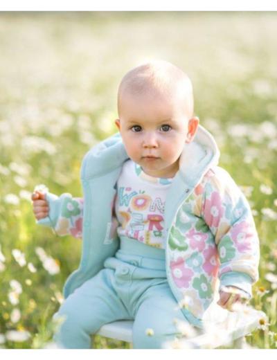 Dwustronna kurtka niemowlęca z bawełny organicznej dla dziewczynki