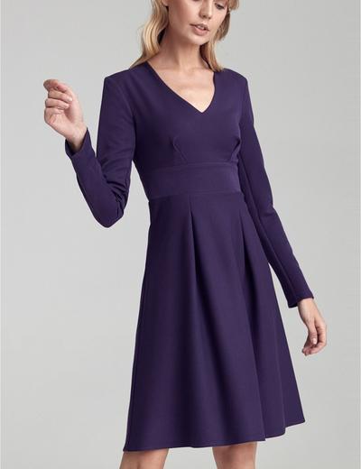 Sukienka z dwoma kontrafałdami - fioletowa