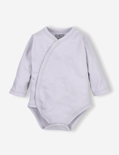 Body niemowlęce z bawełny organicznej - szare - długi rękaw