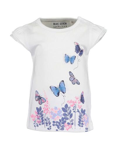Koszulka dziewczęca biała w motylki