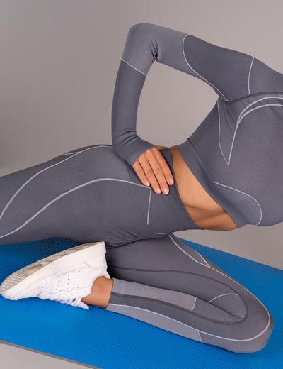 Komplet damski sportowy Merribel Gym Grey - obcisły top + legginsy - szary