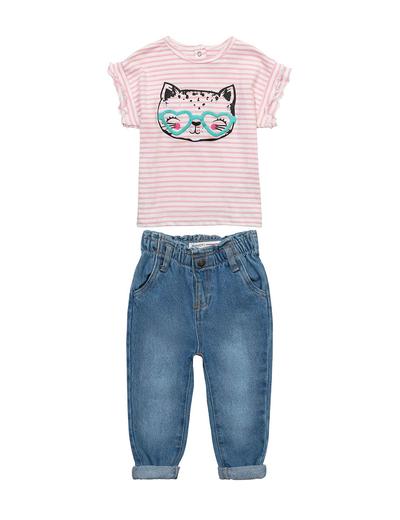 Komplet niemowlęcy- t-shirt i spodnie jeansowe Kotek