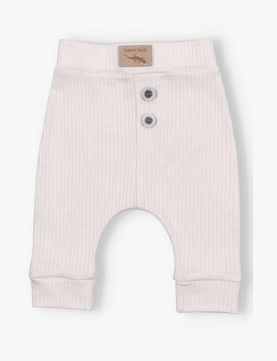 Spodnie niemowlęce z dzianiny prążkowej - ecru - Lagarto Verde