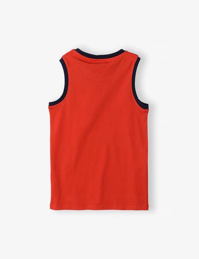 Dzianinowy T-shirt bez rękawów dla chłopca - czerwony