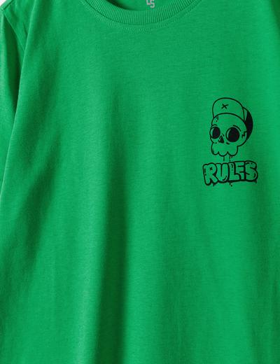 Bawełniany zielony t-shirt dla chłopca - RULES