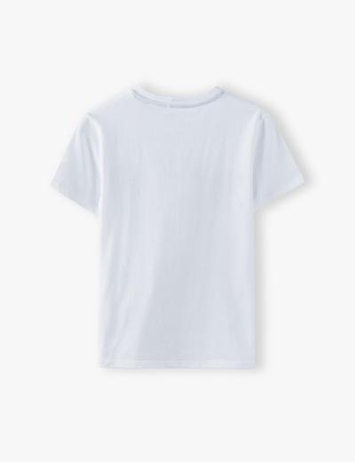 Bawełniany t-shirt chłopięcy biały z napisem- Playground