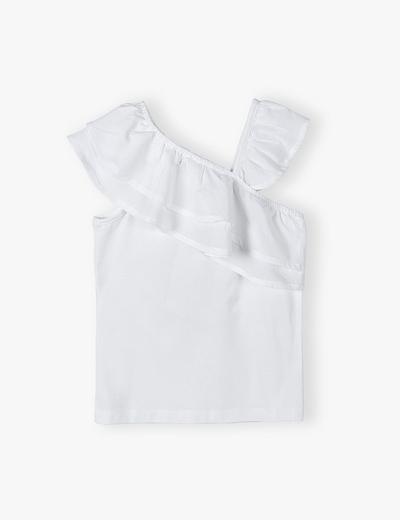 Bawełniany T-shirt z falbaną dla dziewczynki