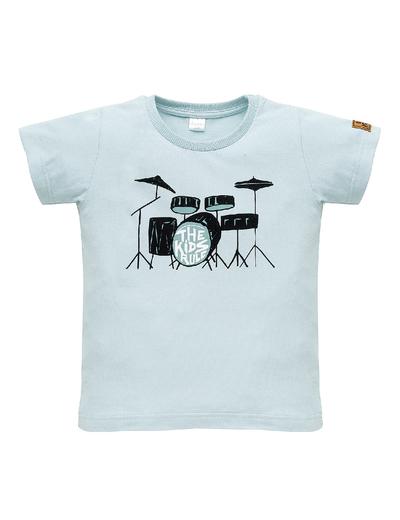 Dzianinowy t-shirt niemowlęcy Let's rock niebieski