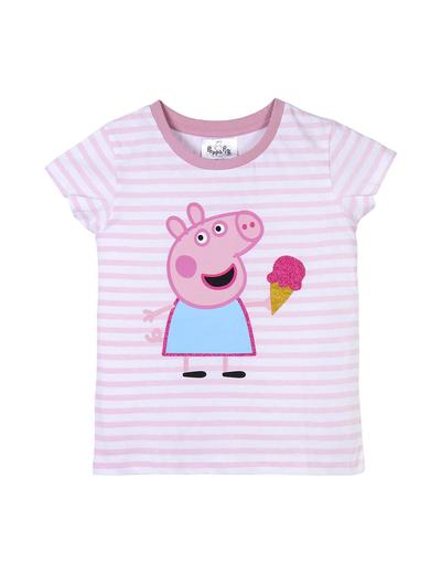 Różowa koszulka dziewczęca w paski Świnka Peppa