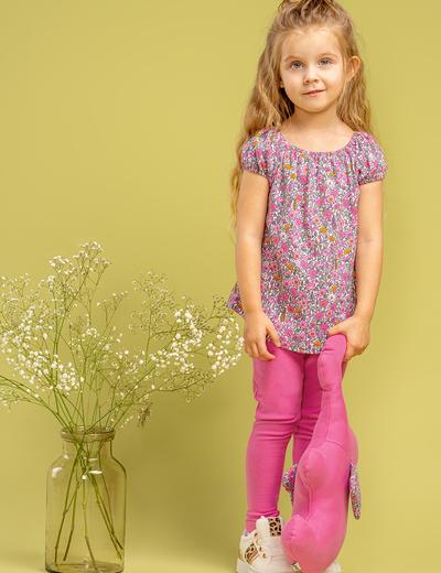 Bluzka bawełniana dziewczęca z krótkim rękawem w kwiatki Lea