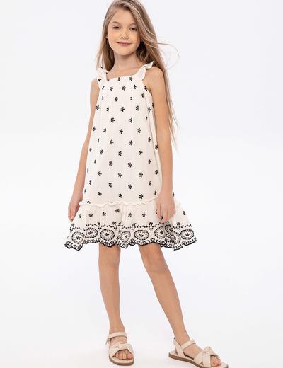Biała letnia sukienka dziewczęca haftowana