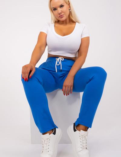 Ciemnoniebieskie spodnie dresowe plus size basic z prostymi nogawkami